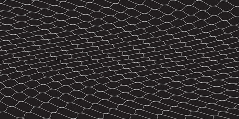 Fishing or soccer net. Repeated hexagon pattern. Black wired mesh texture isolated on white background.ilustrasion modern. © MAS