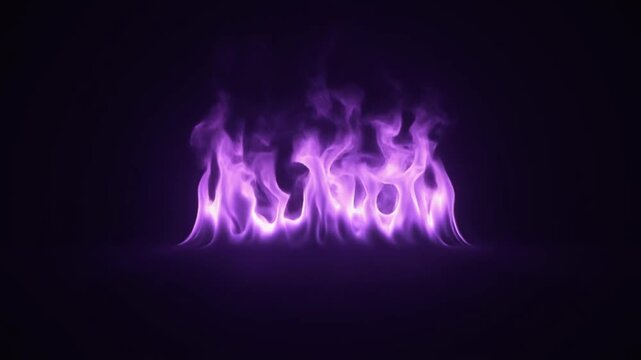 暗闇に陽炎を伴って激しく燃える紫色の炎のエフェクト