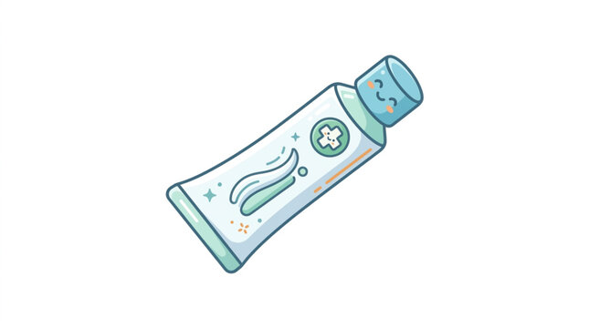 Cute cartoon toothpaste tube with a smiling face.