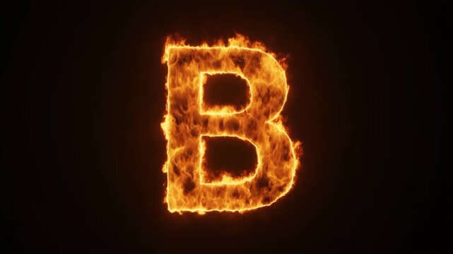 暗闇に激しく燃え上がる炎のアルファベットB