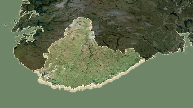 Agder county Norway - extrusion on map
