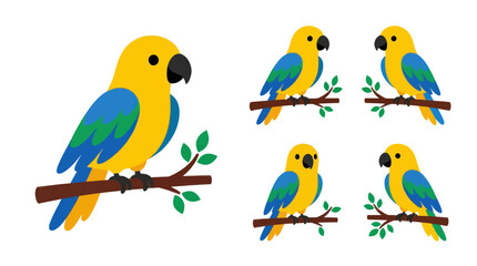 Tropical blue and yellow macaw parrot sticker set © quote