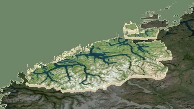 More og Romsdal county, Norway - extrusion on map