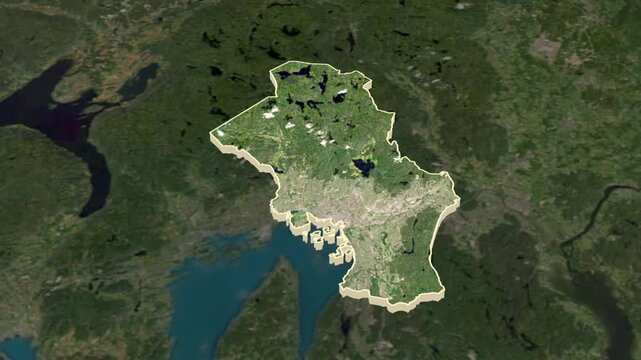 Oslo county, Norway - extrusion on map