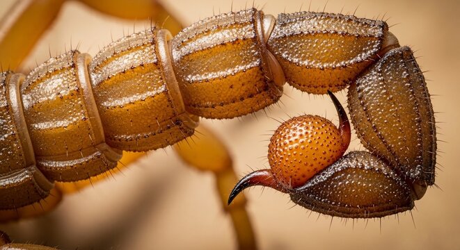 Close-up of centipede with orange body and sharp claws