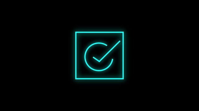 Neon sine Loading Circle Transitioning into Checkmark Success Icon Animation