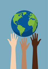 Fototapeta premium Diverse Hands Holding Planet Earth Vector Illustration Design Background for Global Community and Environmental Unity Concepts 37