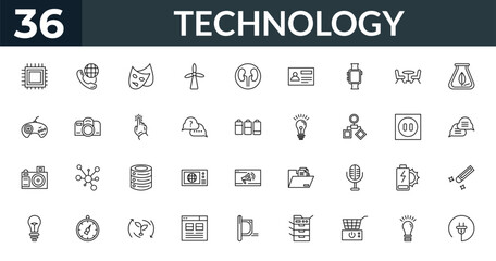 outline technology icons set - embedding, international call, round socket, color value. editable vector for web and mobile ui © IconArt