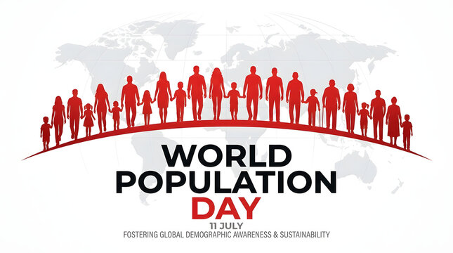 Silhouettes Of People On World Map Red Vector Illustration