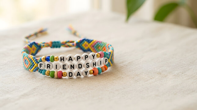 Friendship Bracelet With Letter Beads Colorful Woven Textile