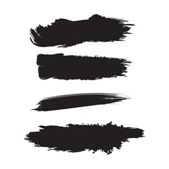 Fototapeta premium Abstract Brush-Stroke Black Paint Texture Set on White Background