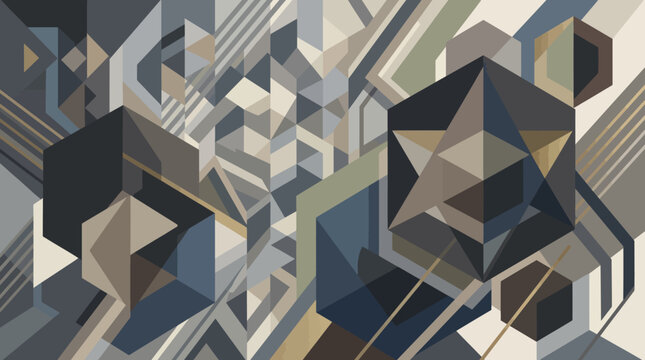 Flat vector premium geometric background, layered shapes and sophisticated neutral palette

