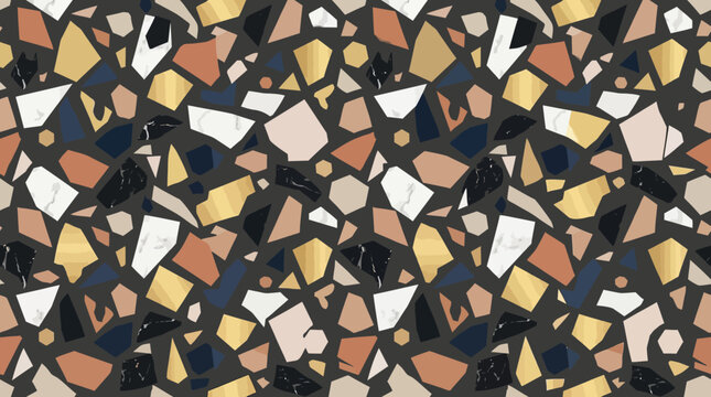 Flat vector luxury terrazzo pattern, modern decorative chips and premium composition

