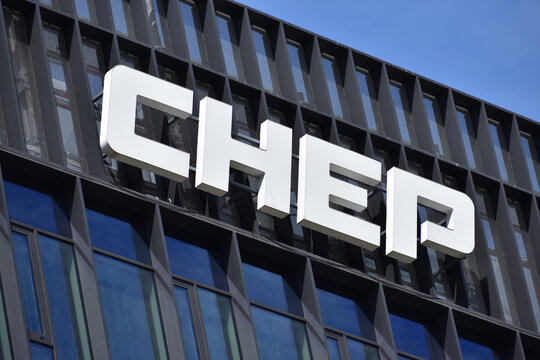 CHEP signage, logo on the facade of Chep Polska, pallet and container pooling services. WARSAW, POLAND - JUNE 18, 2026