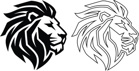 Obraz premium Lion heads with stylized mane vector illustration