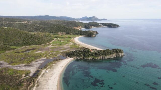 Amazing view of Sithonia coastline near Azapiko North Beach, Chalkidiki, Central Macedonia, Greece