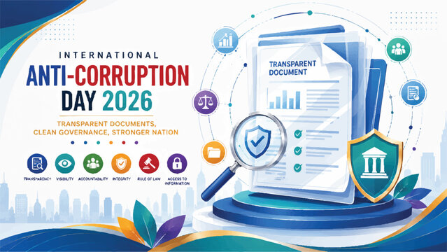 International Anti-Corruption Day 2026 poster with governance concepts