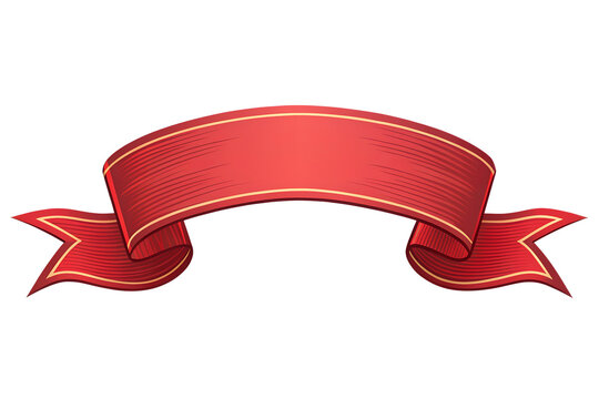 Red Ribbon Banner, Vintage Red Award Ribbon, Curved Red Banner Graphic, Red Celebration Ribbon, Elegant Red Scroll Banner