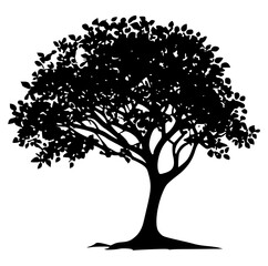 Fototapeta premium Black Tree Silhouette Vector Illustration for Modern Graphic Design Projects