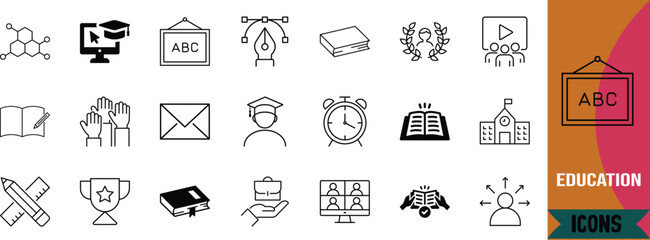 Education and learning vector icons. book icon set, blackboard icon set, pencil icon set © Mim
