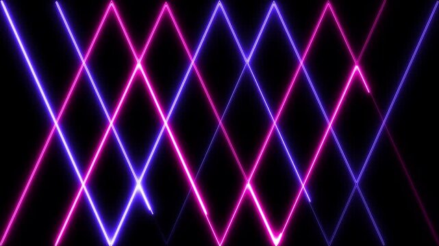 Vibrant abstract neon laser line animation with overlapping pink and blue glowing light grids on a dark background, perfect for concert backdrops, VJ loops, and retro parties.
