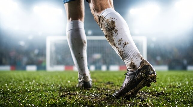 Muddy Soccer Player's Feet on a Field During a Game