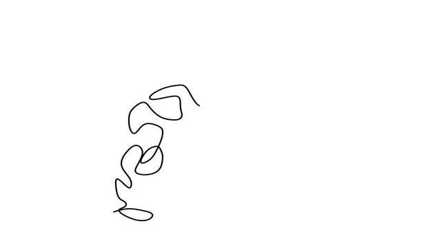 Animated self drawing of continuous line draw of  Yoga Pose Continuous Line Drawing. Full length one line animation. 4K		