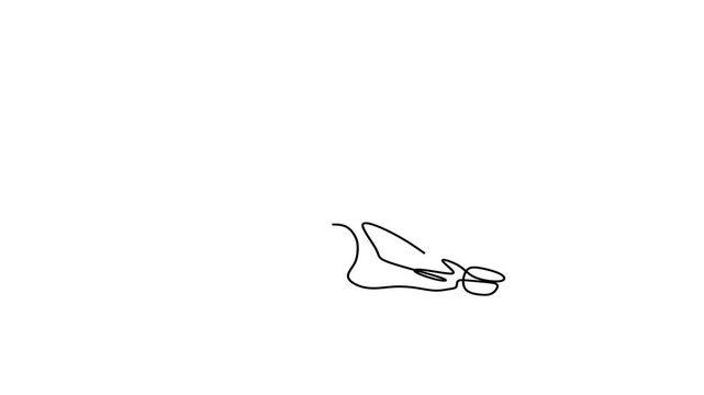 Animated self drawing of continuous line draw of  Yoga Pose Continuous Line Drawing. Full length one line animation. 4K