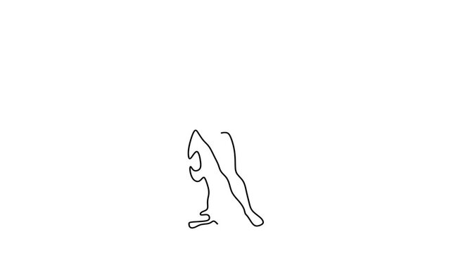 Animated self drawing of continuous line draw of    Bodybuilder Posing Line Art Depiction. Full length one line animation. 4K	