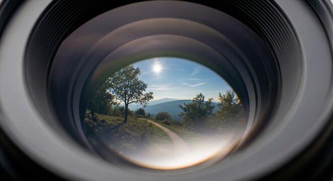 Lens view landscape scene