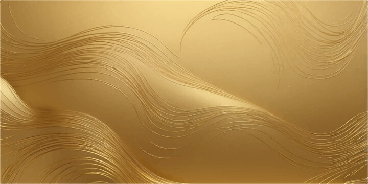 Abstract golden orange wave background with flowing gradient lines and curves, sunlit sand texture illustration, vector pattern wallpaper design for summer backdrop