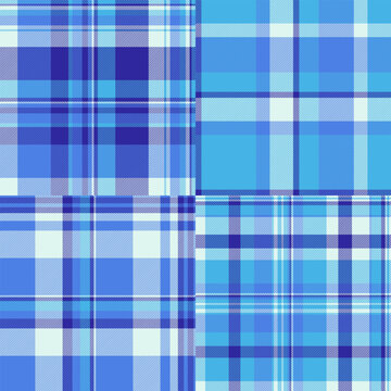 Plaid pattern set for atelier work and exclusive clothing design. Seamless vectors suit custom shirts, jackets, scarves, and home textile projects.