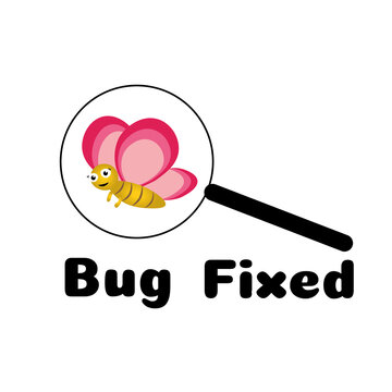 Bug Fixed Sticker | Cute Software Bug Resolved IT Cartoon Icon