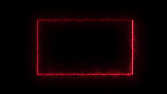 Glowing red electric rectangle frame loop on black background