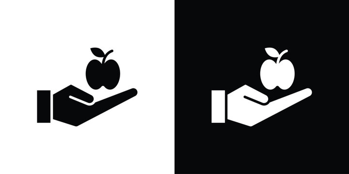 Apple in hand icon