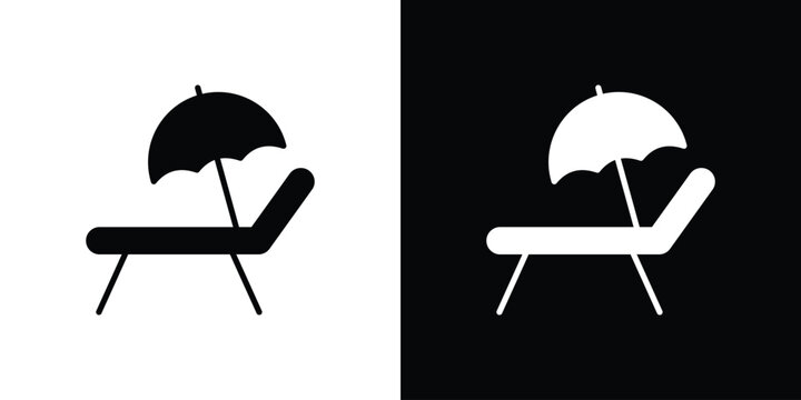 Beach chair with umbrella icon