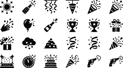 Obraz premium Celebration party icons set flat design