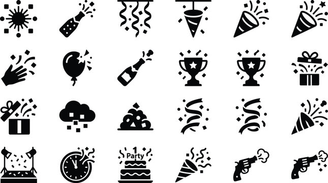 Celebration party icons set flat design