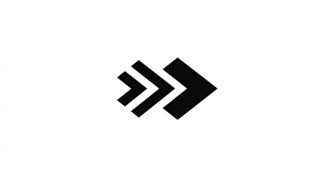 Three progressively sized black chevron shapes point toward the right against a white background