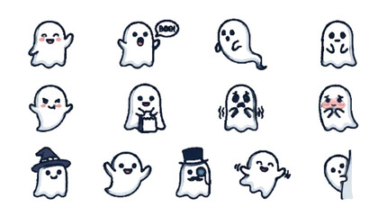 Fototapeta premium Ghost vector set icon , white background 