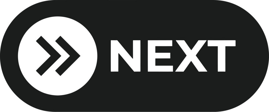 Next button interface element with forward arrow icon for website navigation and mobile application