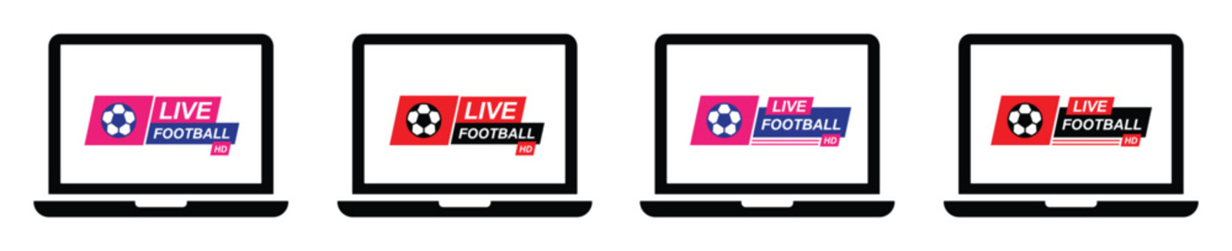 Live football streaming on laptop icon illustration