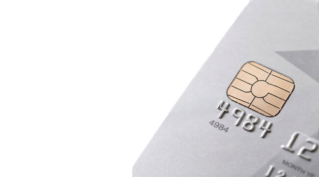 Silver Credit Card with EMV Chip Close-Up