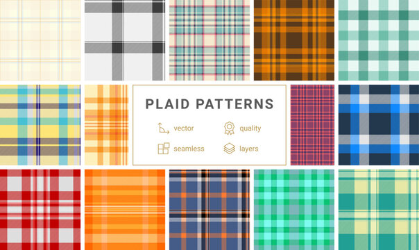 Classic plaid collection adapted digital products. Traditional tartan meets modern workflows. Vector scalability offers flexibility.