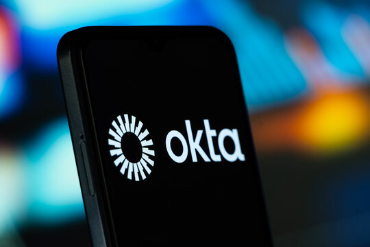 Dhaka, Bangladesh- 10 June 2026: Okta logo is seen on a smartphone.