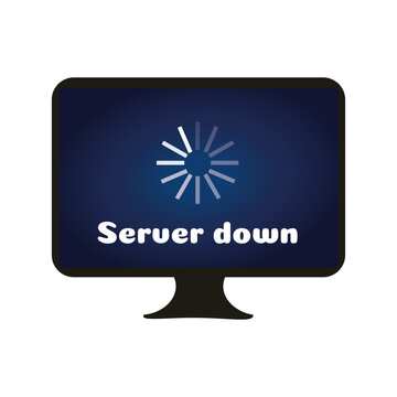 Server Down Sticker | IT System Outage Loading Screen Cartoon Icon