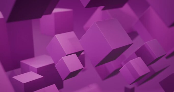 Abstract purple cubes background looping 3d render animation