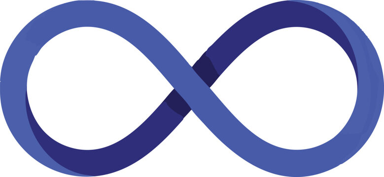 Infinity symbol with blue gradient and 3D ribbon effect, mathematical loop icon for eternity, modern mobius strip vector for corporate branding