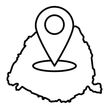 paris city map with pin location line icon with editable stroke