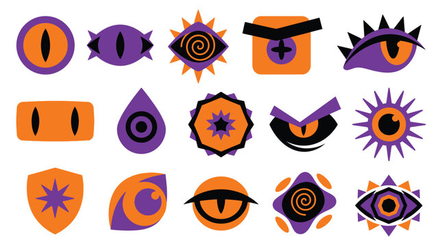 Creative evil eye and sunburst vector icons set